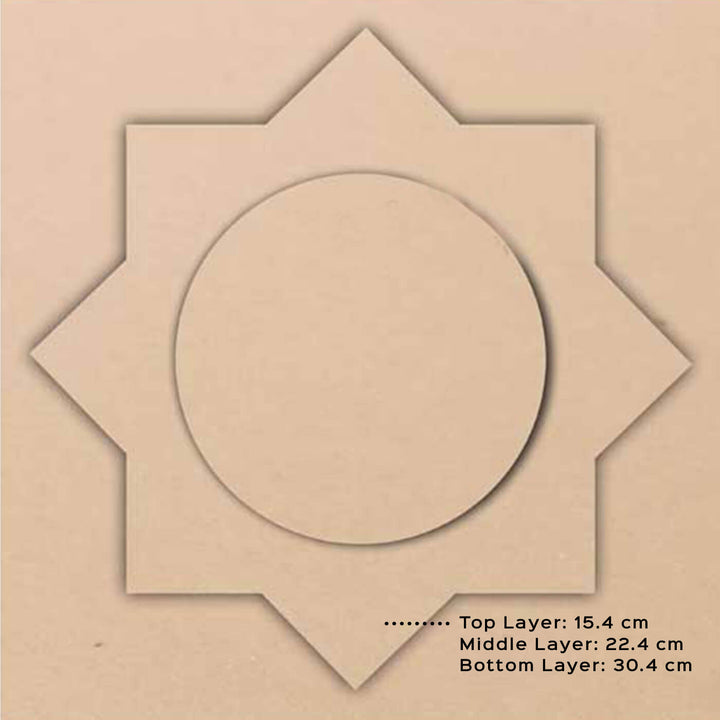 Ready to Paint MDF Layered Square Rangoli Base - TI093