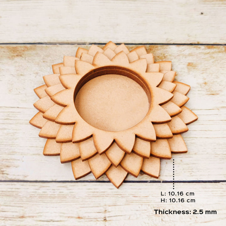 Ready to Paint MDF 3D Lotus Tealight Holder - TI146