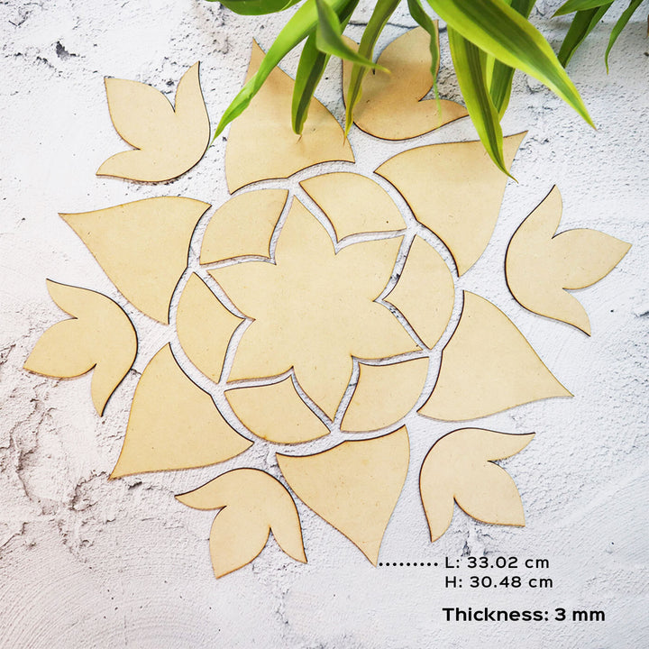 Ready to Paint MDF Floral Rangoli Base - RANG004