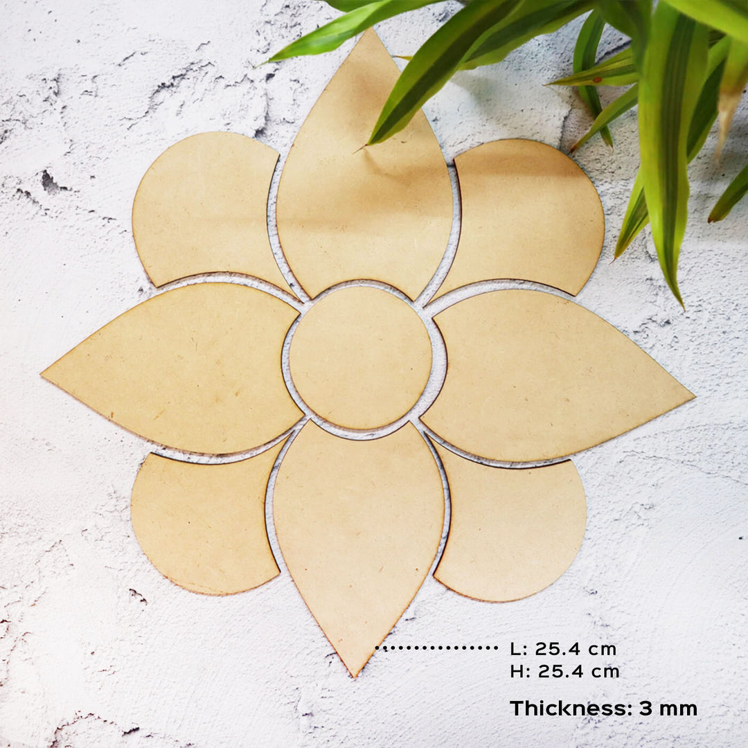 Ready to Paint MDF Four Petal Rangoli Base - RANG003