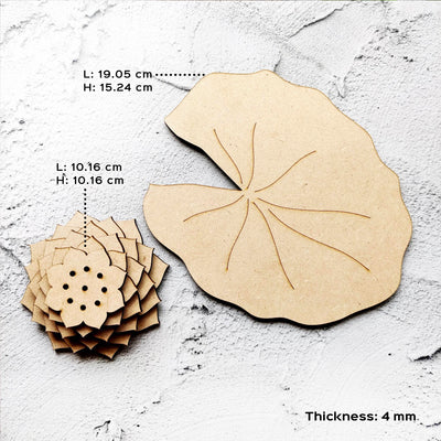 Ready to Paint MDF Lotus Leaf Platter - INC015-4mm-With_Out_Flower
