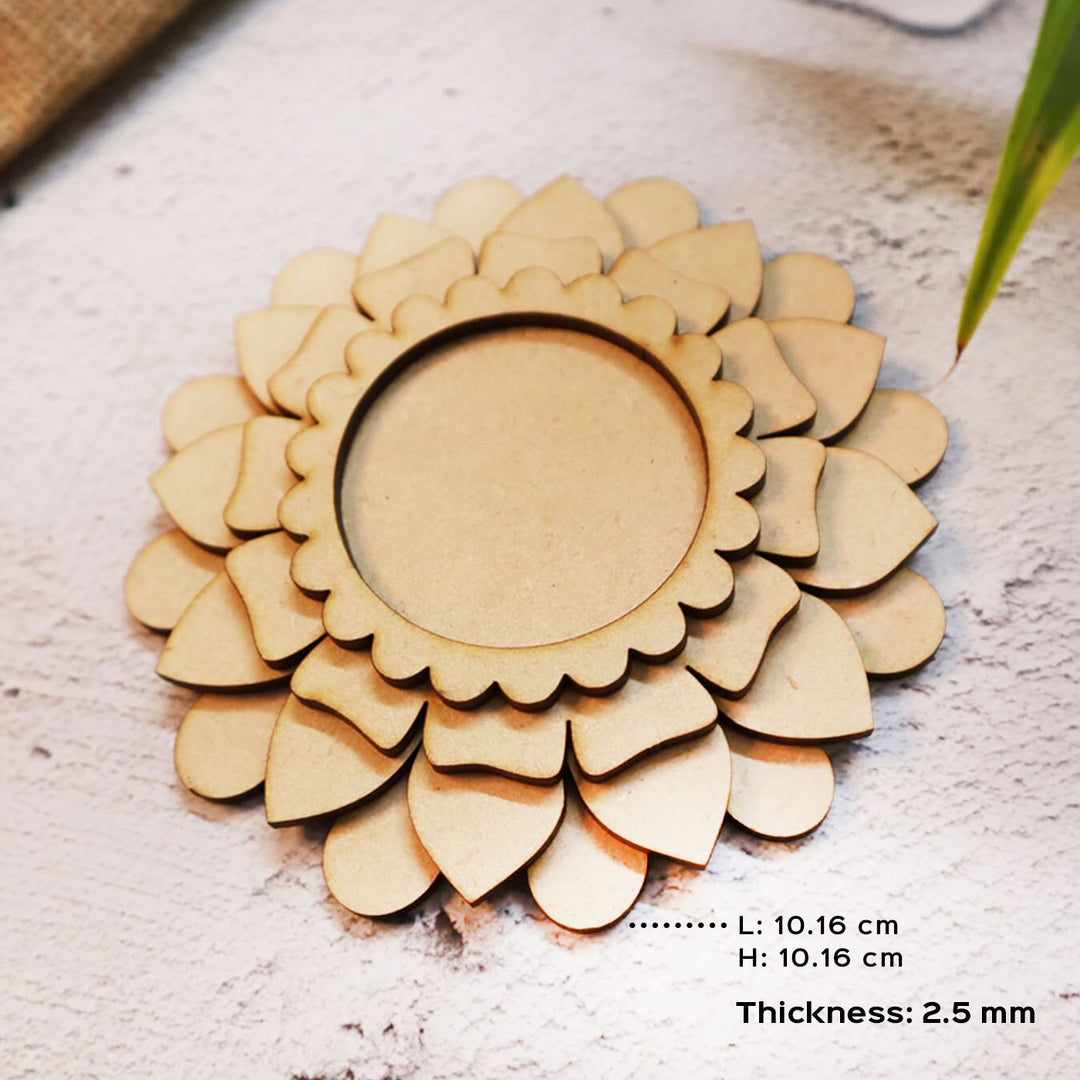 Ready to Paint MDF Zinia Floral Tealight Holder - TI107