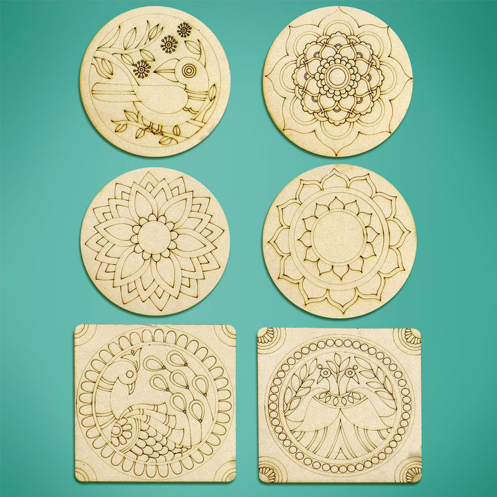 Trial Pack - PreMarked Mandala MDF Coaster Bases