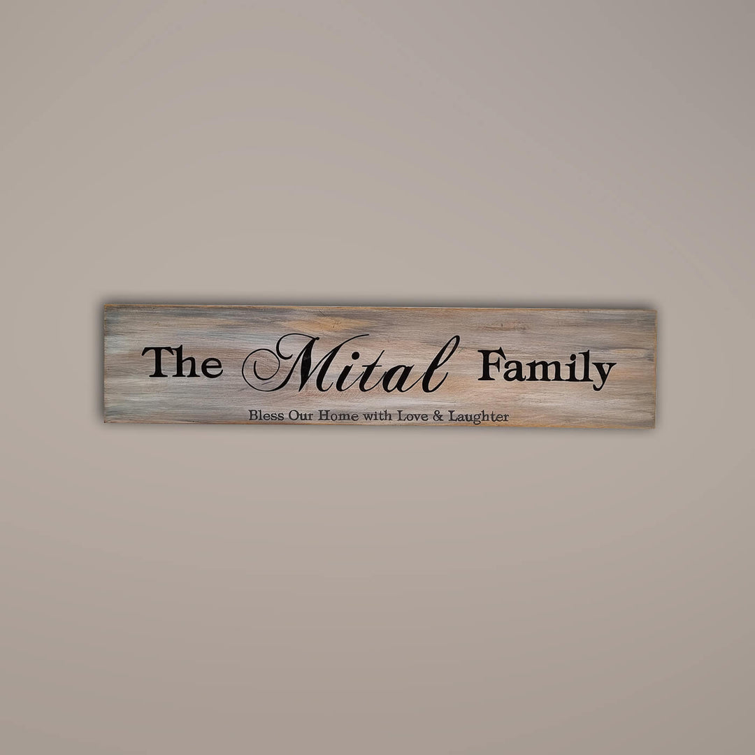Wooden Hand-painted Family Nameboard with a Quote