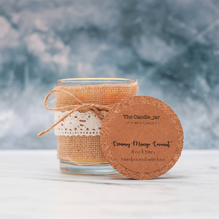 Vintage Frosted Aromatic Soy Wax Candle with Jute Bow - Zwende