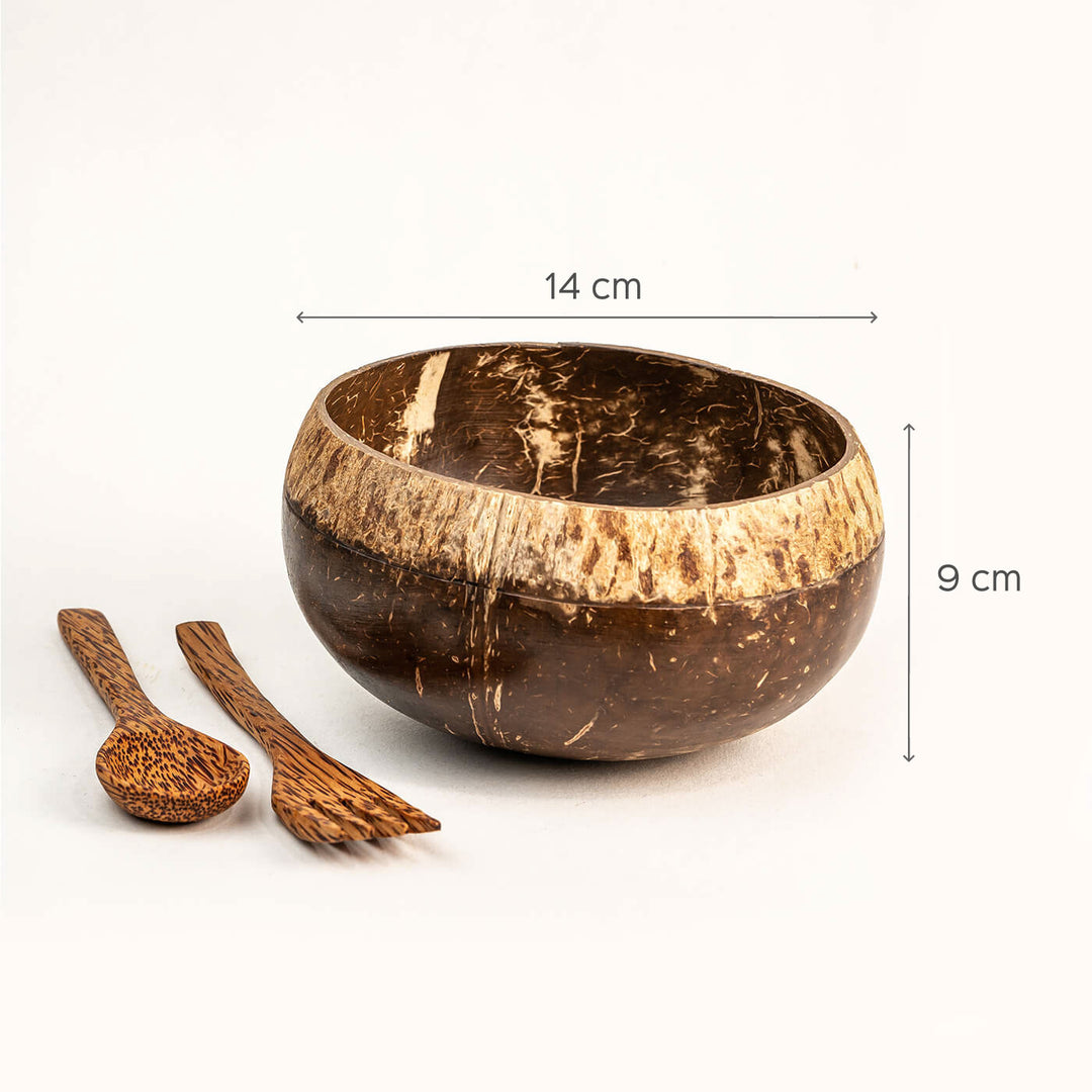 Coconut Shell Jumbo Bowl with Spoon and Fork