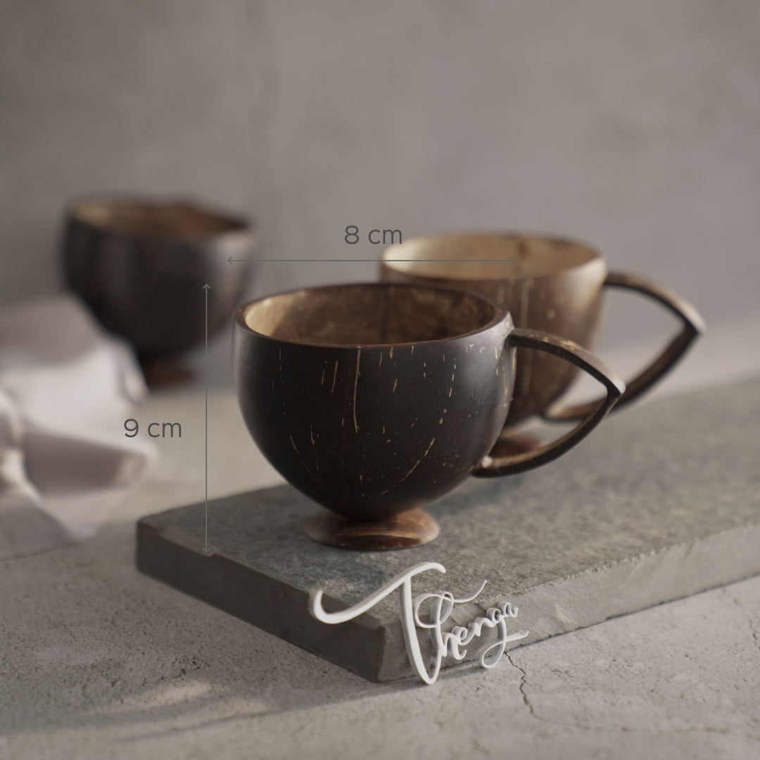 Personalized Handmade Coconut Cup for Beverages - Set of 2