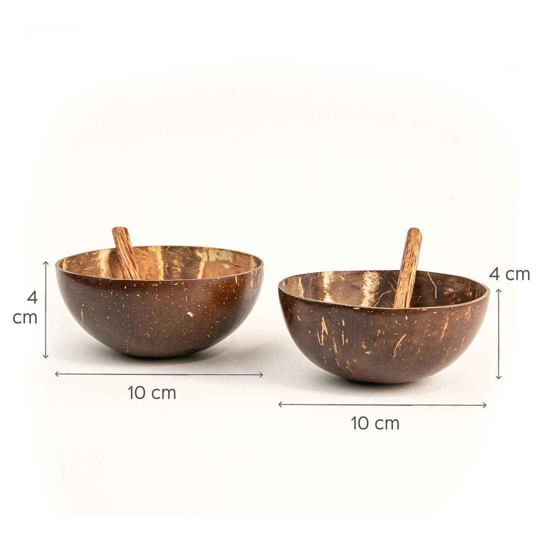 Coconut Shell Bowls and Spoons - Set of 2