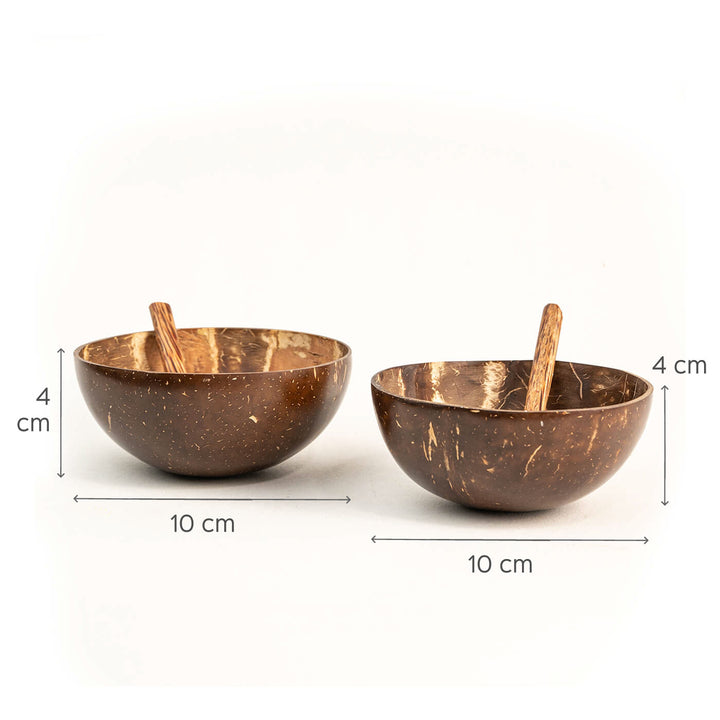 Coconut Shell Bowls and Spoons - Set of 2
