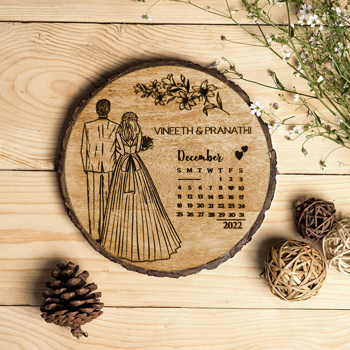 Buy Engraved Wooden Plaque For Christian Couples Customized