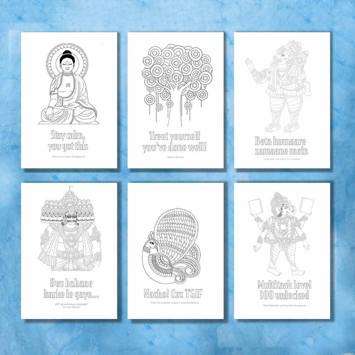 Pocket of Quirky Art 1 - Printable Coloring Sheets - Tholu Bommalatta