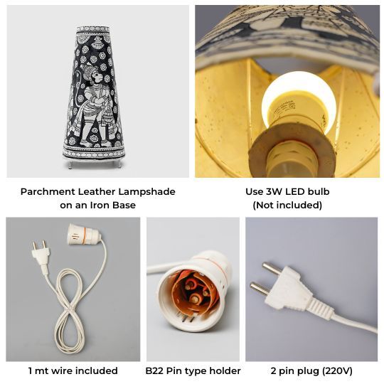 Hand Painted Tholu Bommalata Mini Lamp | 6 inches