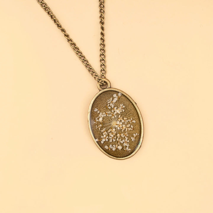 Handcrafted Personalized Pressed Flowers Necklace - Big - Zwende