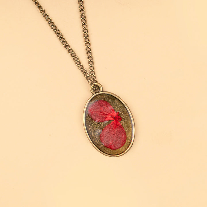 Handcrafted Personalized Pressed Flowers Necklace - Big - Zwende
