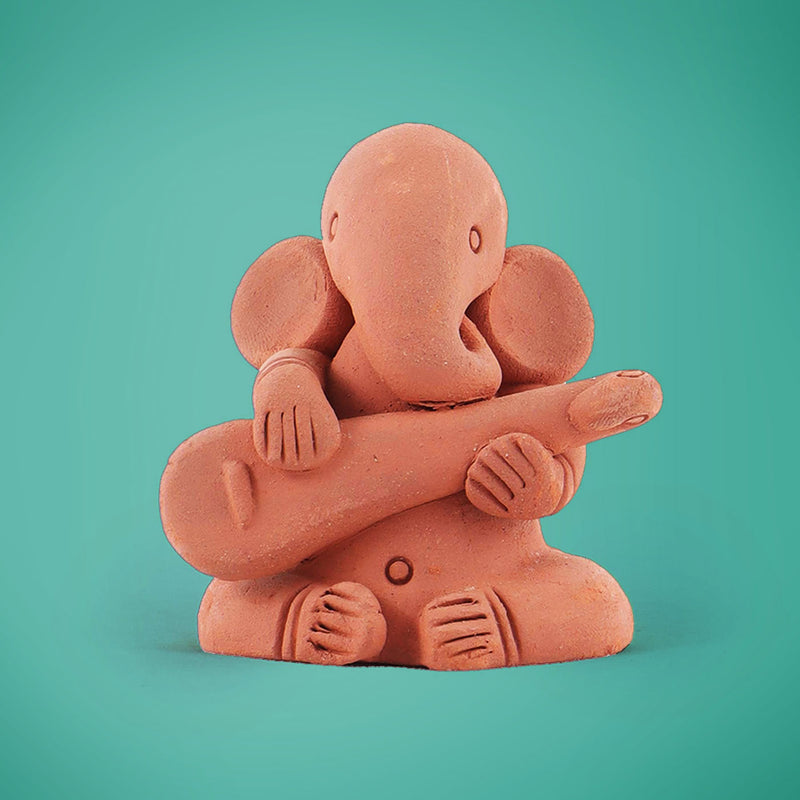 Handmade Terracotta Ganesh with Guitar