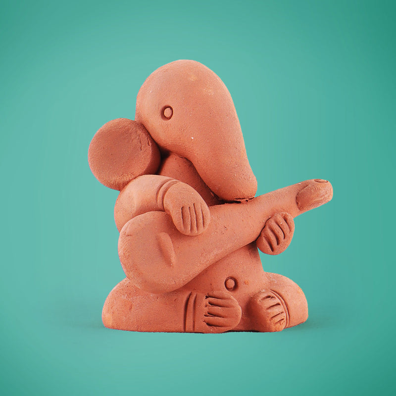 Handmade Terracotta Ganesh with Guitar