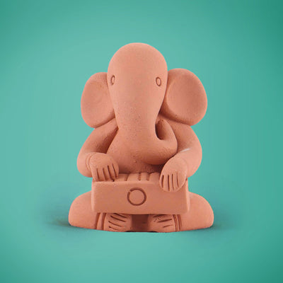Handmade Terracotta Ganesh with Harmonium