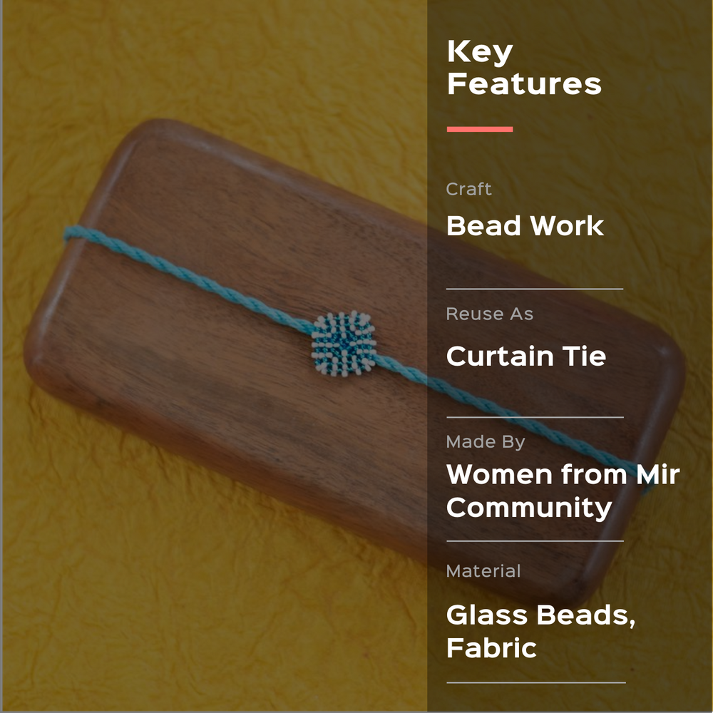 Raksha Collection Glass Beeds Rakhi Sky Blue - Product with Key Features Overlay