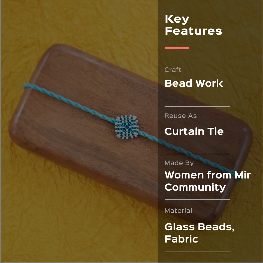 Raksha Collection Glass Beeds Rakhi Sky Blue - Product with Key Features Overlay