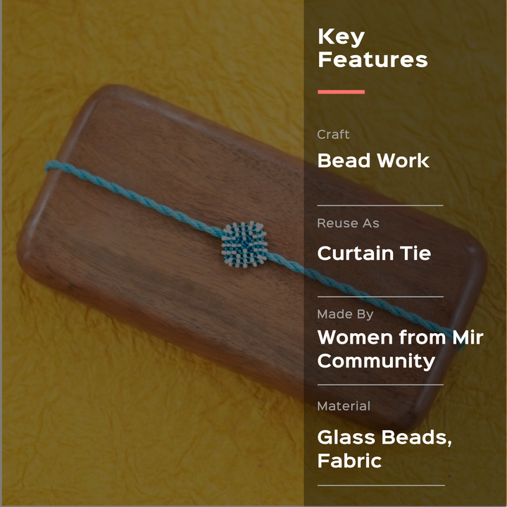 Raksha Collection Glass Beeds Rakhi Sky Blue - Product with Key Features Overlay