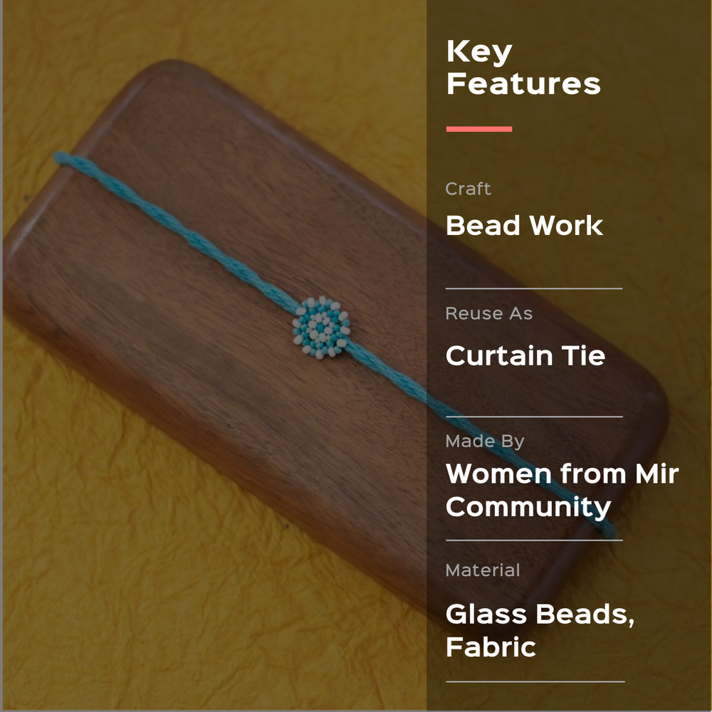 Chaand Collection Glass Beeds Rakhi Sky Blue - Key Features Text Overlay
