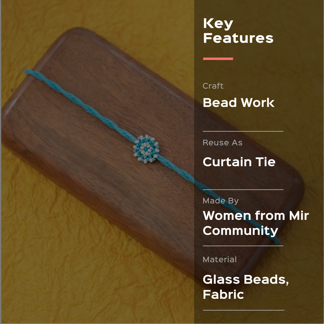 Chaand Collection Glass Beeds Rakhi Sky Blue - Key Features Text Overlay
