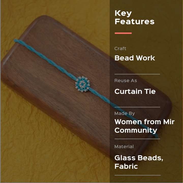 Chaand Collection Glass Beeds Rakhi Sky Blue - Key Features Text Overlay