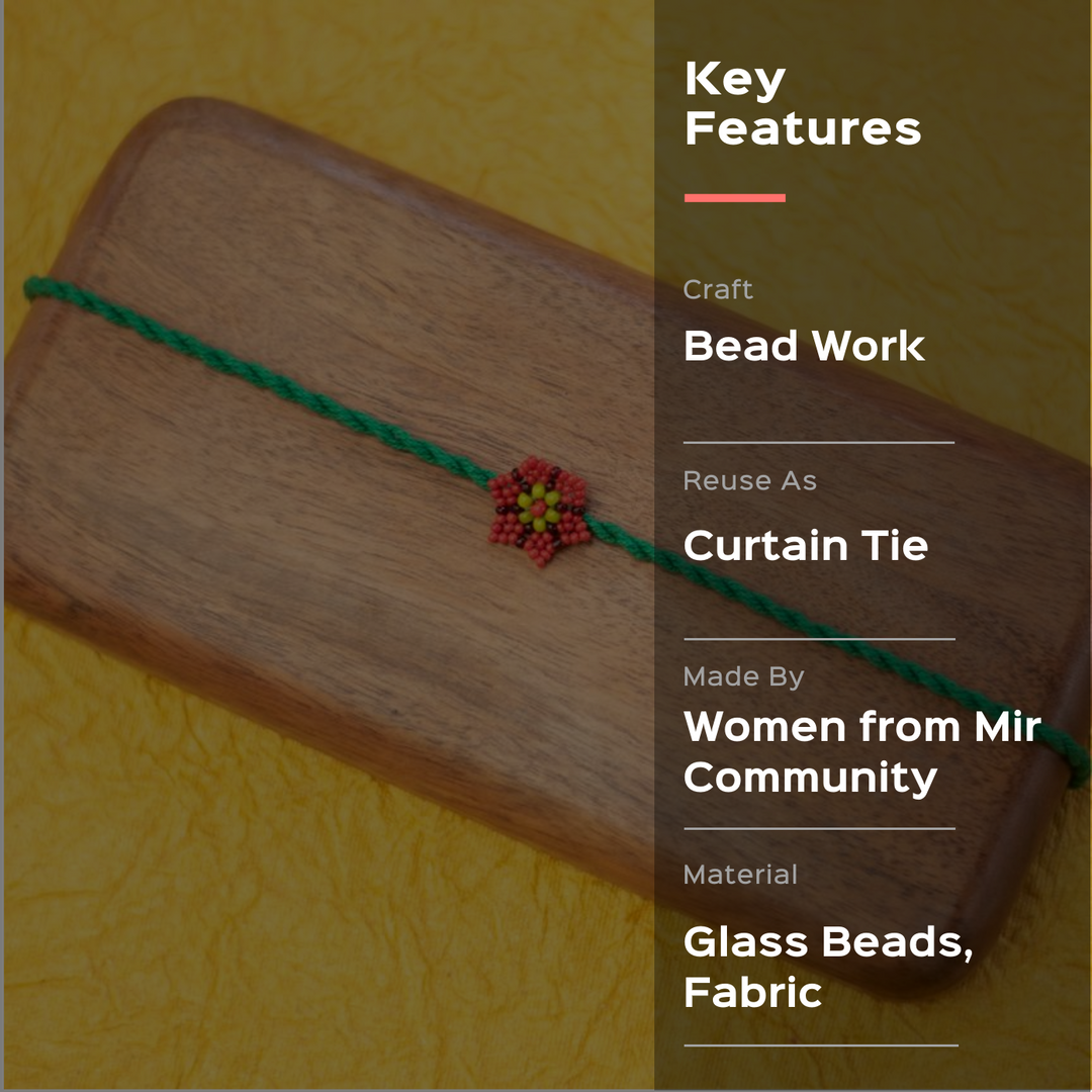 Phool Collection Glass Beeds Rakhi Green Red - Key Features Text Overlay