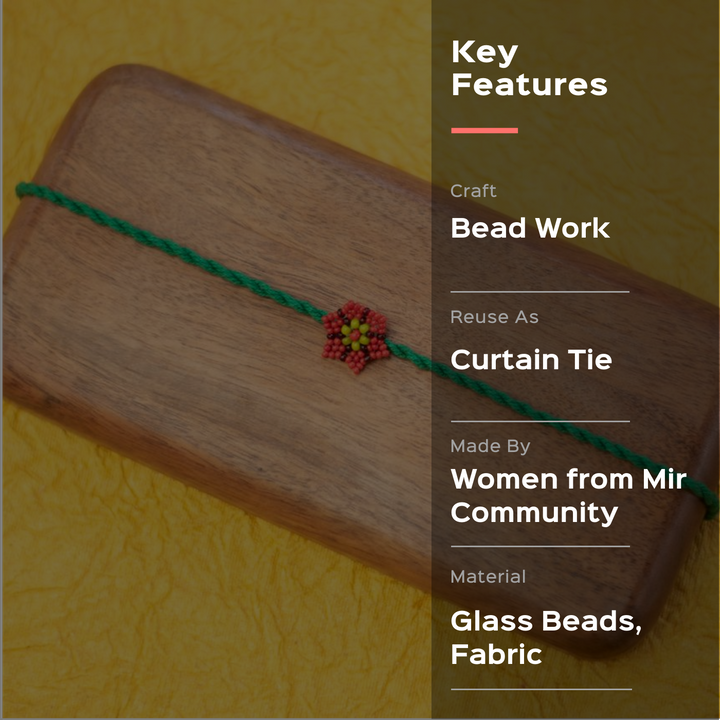 Phool Collection Glass Beeds Rakhi Green Red - Key Features Text Overlay
