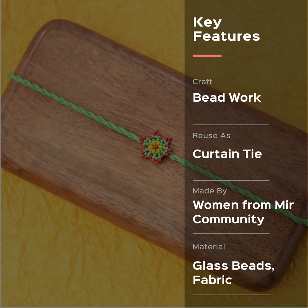 Sitara Collection Glass Beeds Rakhi Green - Key Features Description Overlay
