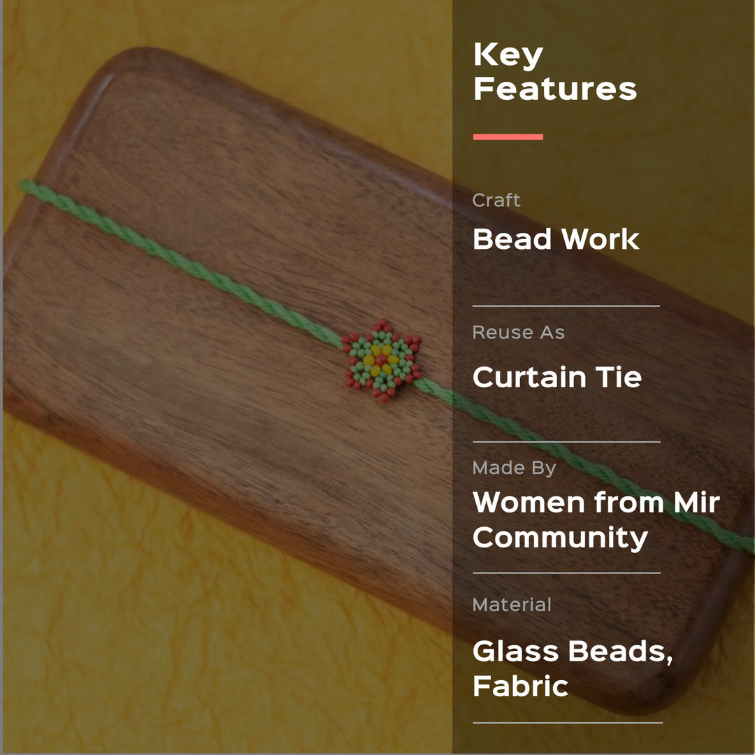 Sitara Collection Glass Beeds Rakhi Green - Key Features Description Overlay