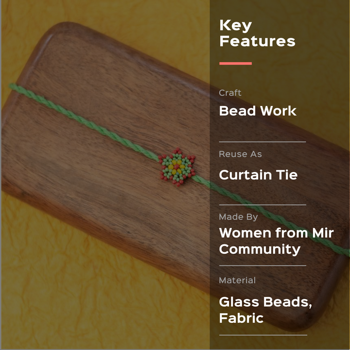 Sitara Collection Glass Beeds Rakhi Green - Key Features Description Overlay