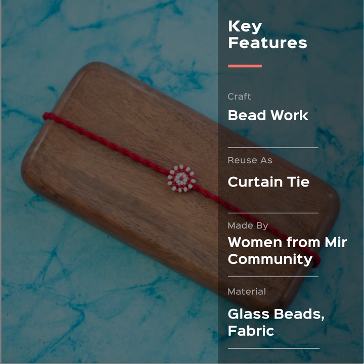 Chaand Collection Glass Beeds Rakhi Red - Text Overlay with Features