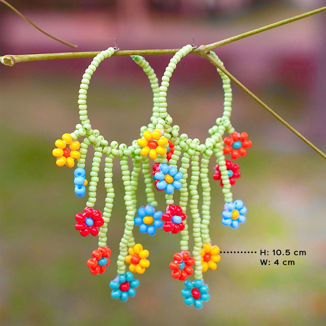 Hand Embroidered Flora Beaded Sequin Earrings
