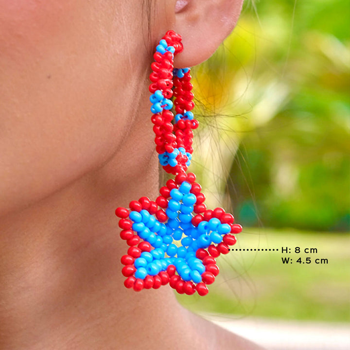 Hand Embroidered Floral Sequin Earrings