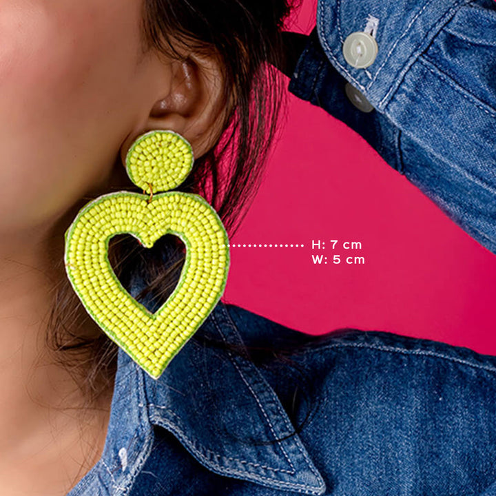 Hand Embroidered Hearty Heart Sequin Earrings