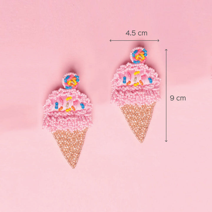 Hand Embroidered Ice Cream Sequin Earrings