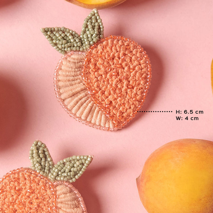 Hand Embroidered Peach Sequin Earrings