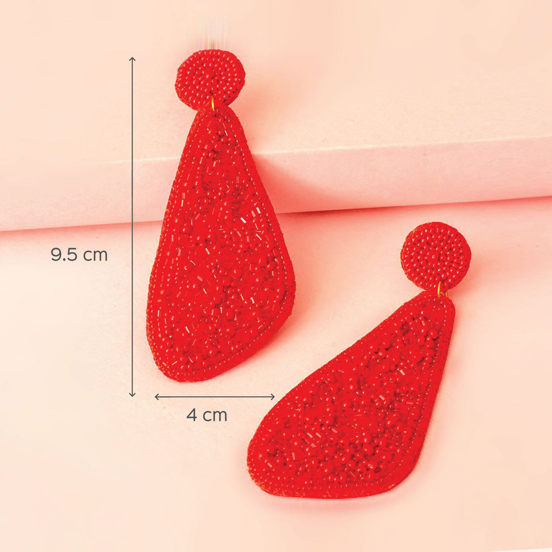 Hand Embroidered Red Romance Sequin Earrings