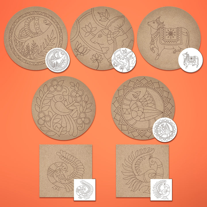 Trial Pack - Birds and Animals Premarked MDF Bases - Set of 7