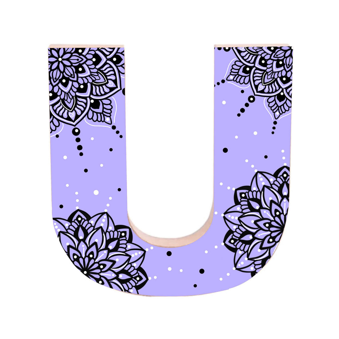 Wall Mountable & Tabletop Mandala Doodle Alphabet - Light Purple