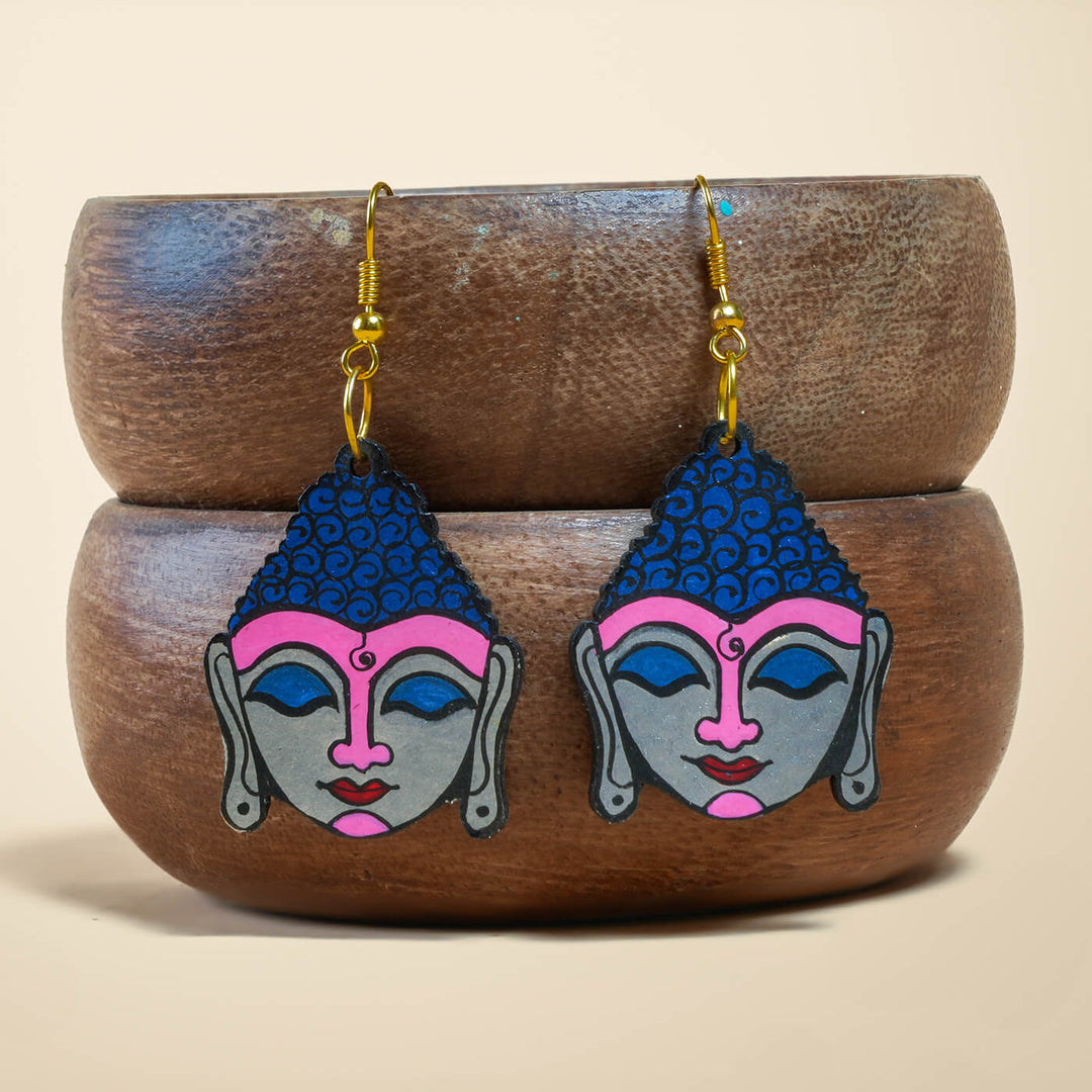 Handpainted MDF Earrings - Buddha