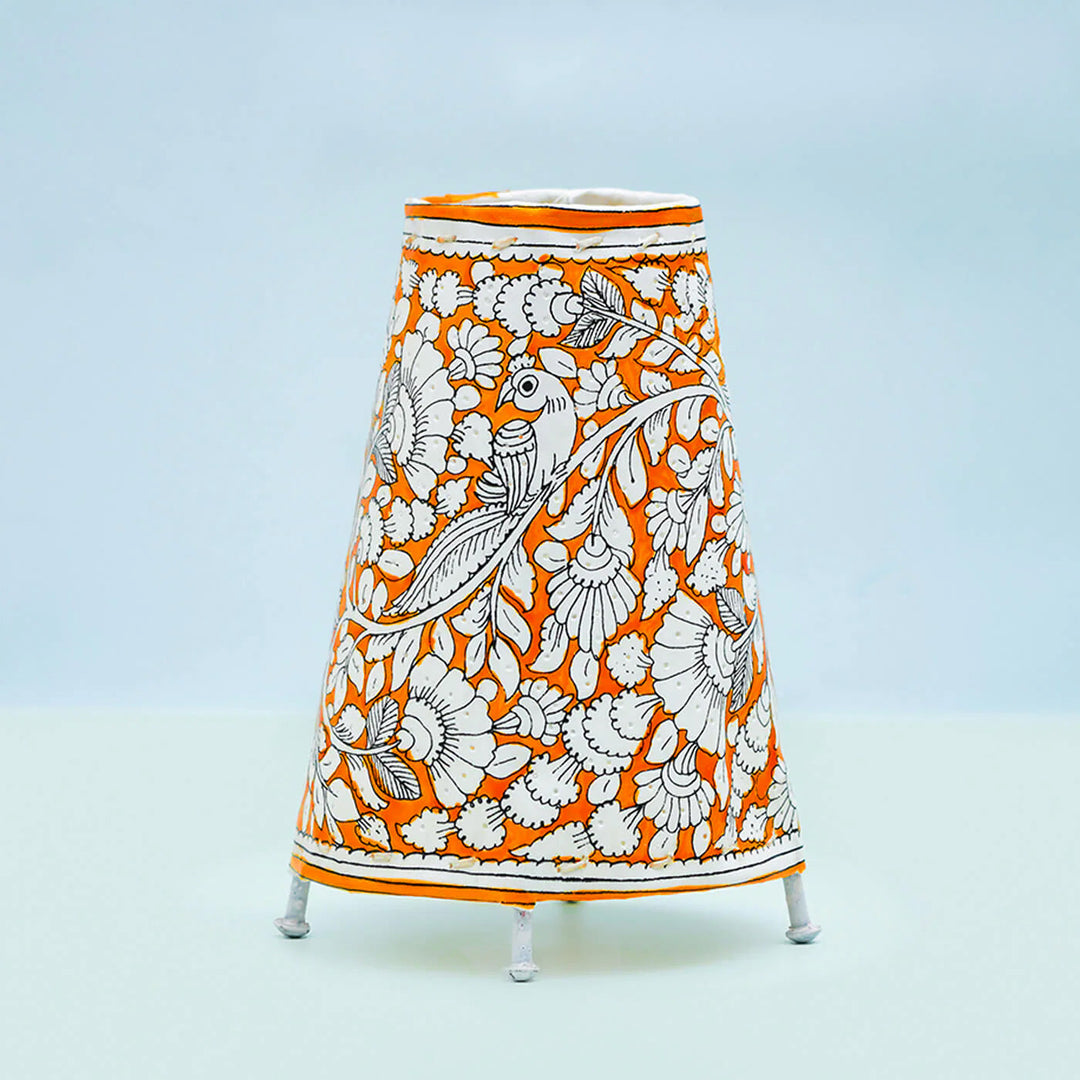 Vibrant Peacock Hand Painted Tholu Bommalata Small Tabletop Lamp | 9 inches