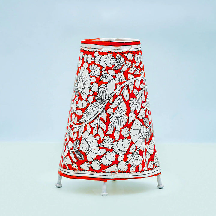 Vibrant Peacock Hand Painted Tholu Bommalata Small Tabletop Lamp | 9 inches