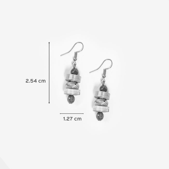 Stacked Bamboo Earrings - Green