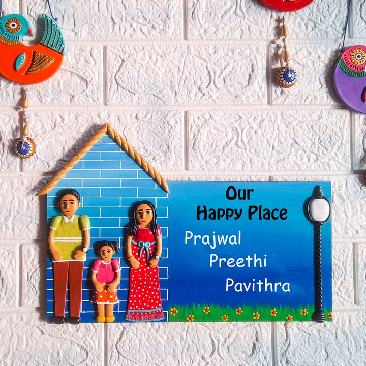 Handmade House Shaped Family Personalised Nameplate