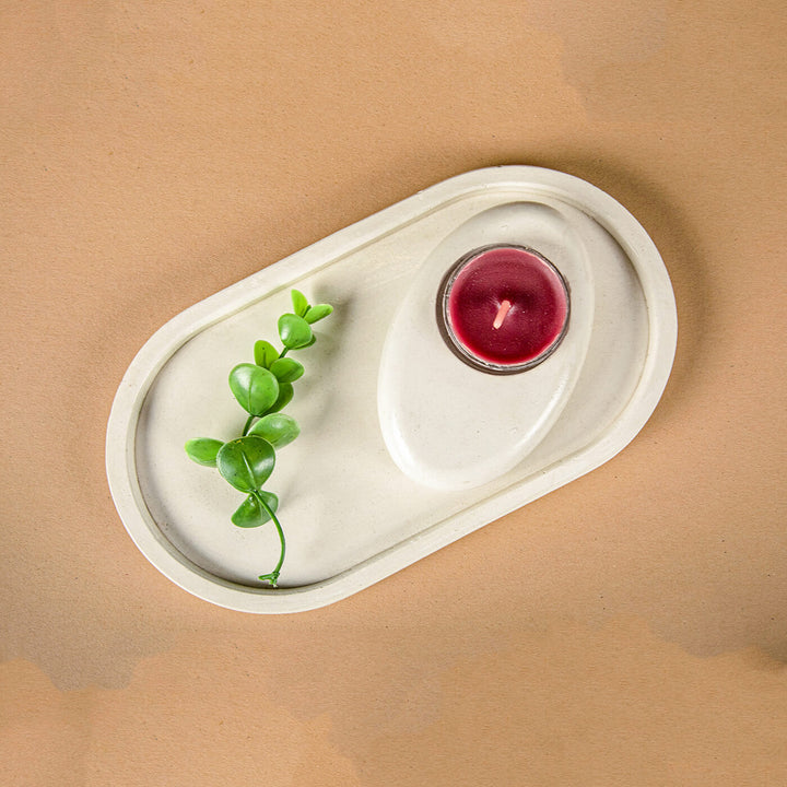 Oval Concrete Tray White