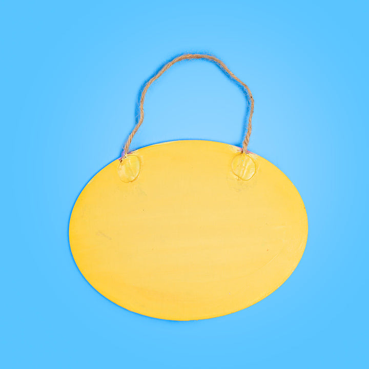 Clay Name Plate For Kids Little Girl - Hanging Front View on Blue Background
