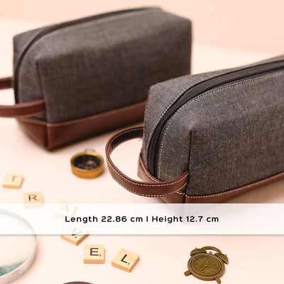 Faux Leather Rover Travel Pouch - Steel Grey