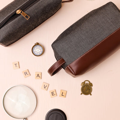 Faux Leather Rover Travel Pouch - Steel Grey